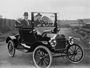 Windshields: Two men in a Ford Model T Runabout, near Washington