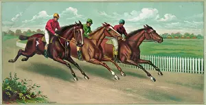 C1885: Three men on horseback racing