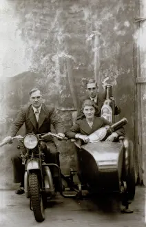 500cc: Two men and a lady on 1929 Coventry Eagle motorcycle & sidec
