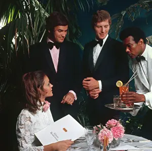 Sk-images: Three men a lady in a restaurant - retro
