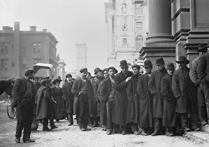 Recession: Men lined up seeking work as snow shovelers