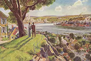 Repose: Men look at City and River
