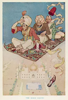 Enchanted: Three men on a magic flying carpet