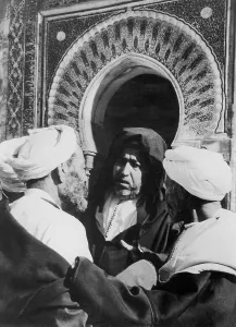 Tangier: Men in front of the mosque in Tangier, 1942