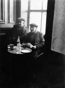 Drinkers: Men in The Naval Volunteer pub