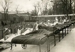 Headlined: Men in open-air hospital beds