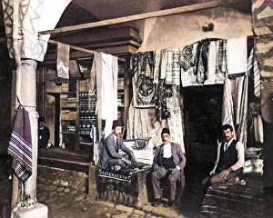 Traders: Men outside a Turkish bazaar