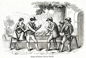 Correct: Men playing the ancient game of Morra, Italy
