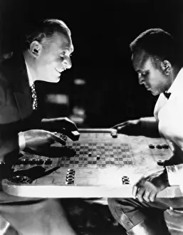 Diversion: Two men playing backgammon