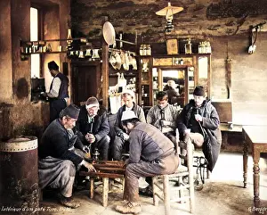 Turk: Men playing backgammon in Turkish cafe