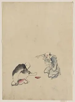 Sort: Two men playing a game or gambling, possibly involving dice