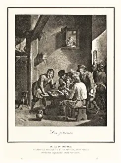 Backgammon: Men playing the game of trictrac, 17th century