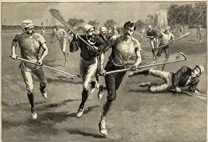 Lacrosse: Men playing a Lacrosse Match