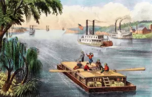 Riverboat: Men on a raft bound down the River