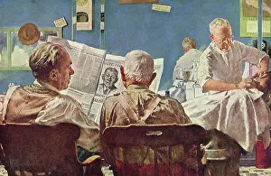 Repose: Men reading Newspaper at Barber Shop