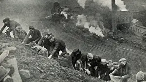 Lumps: Men searching for coal on slag heap