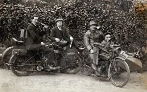 Sidecars: Men sitting on their veteran motorcycles drinking beer