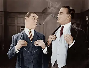 Imitating: Two men smoking cigars
