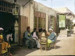 Narcotics: Men smoking Marijuana in an arabic Coffeehouse