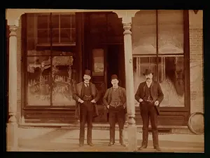 Toned: Three men standing in front of a liquor store, Canada