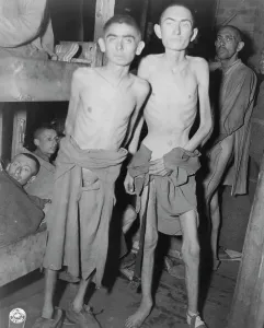 Old Fashion: Men suffering from starvation in a Nazi concentration