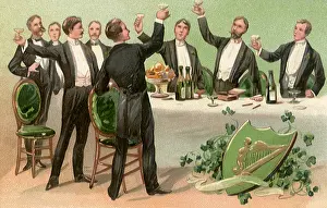 Toasting: Men Toasting By Table