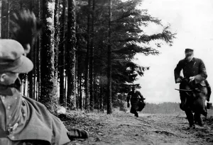 Decline: Men of the Volkssturm training in a field, 1944