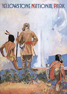 Geyser: Three Men Watching Geyser