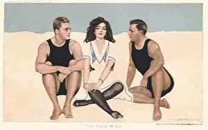 Coles: Two Men and a woman on a sandy beach