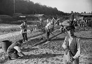 Retraining: Men working in the garden during the Great Depression, 1932