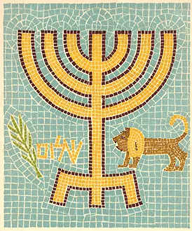 Hannukkah: Menorah and Lion