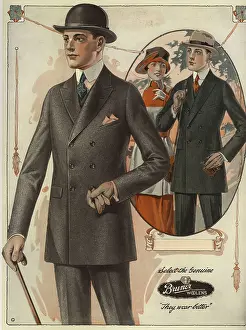 Woolens: Men's conservative double-breasted suits from the 1920s