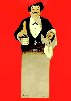 Menu: Menu design featuring Perrier Jouet champagne