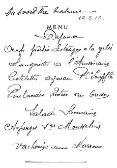 Aristocracies: Menu for the hereditary prince and princess of Meiningen