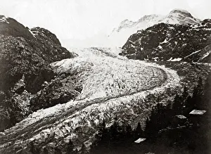 Mont: Mer de Glace, glacier, Mont Blanc, France, circa 1880s