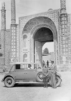 Finances: Mercedes in front of a city gate of Tehran, 1929