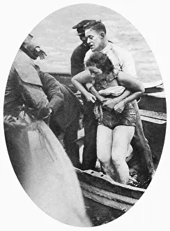 Mercedes Gleitze, swimmer, pulled from the water