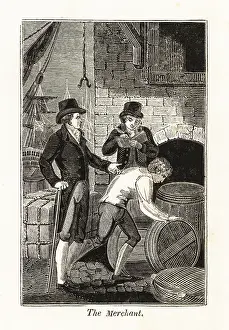 Docker: Merchant and clerk checking freight at the docks