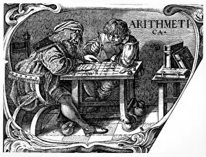 1630: Merchant and his clerk using a calculating table