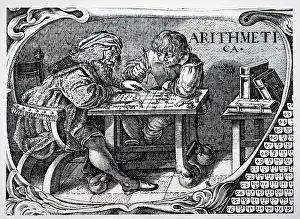 1630: Merchant and his clerk using a calculating table