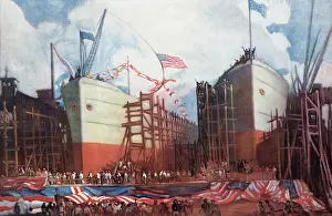 Lcgr1303: Merchant marine ships under construction at the