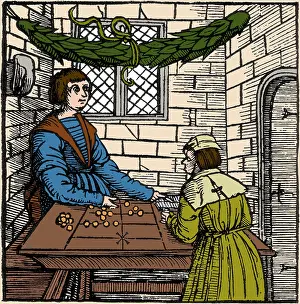 Calculating: Merchant Using Abacus, 16th Century