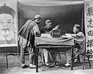 Negotiating: Merchants at a table, China