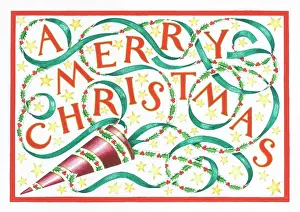 Streamers: A Merry Christmas, with streamers and stars