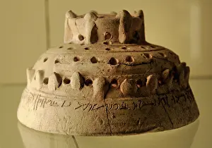 Incense: Mesopotamia. Ceramic lid of an incense burner with inscripti