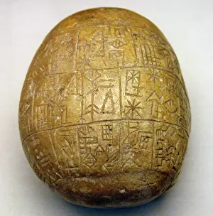 Iraq: Mesopotamia. Early Dynastic Period III. Votive pebble with i