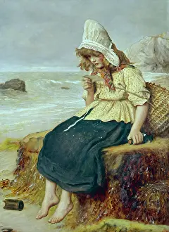 Millais: A Message from the Sea ' girl on rocks