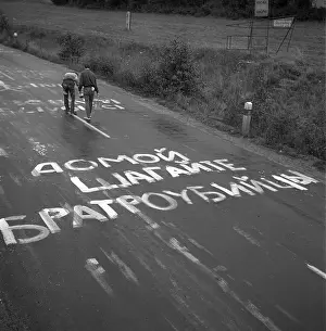 Liberec: Message - sign on the road - protest - Liberec
