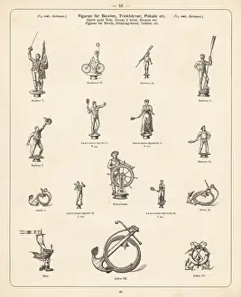 Metal figures for bowls, drinking horns and goblets