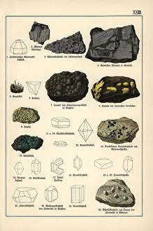 Metals including bismuth, uraninite and titanite crystals